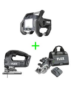 FLEX 24V Circular Saw Kit, Jigsaw, & Flood Light BUNDLE