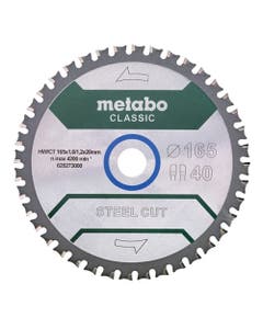 Metabo 6.5" Circular Saw Blade Steel Cut 165 x 20mm, 40T Classic Quality 628273000